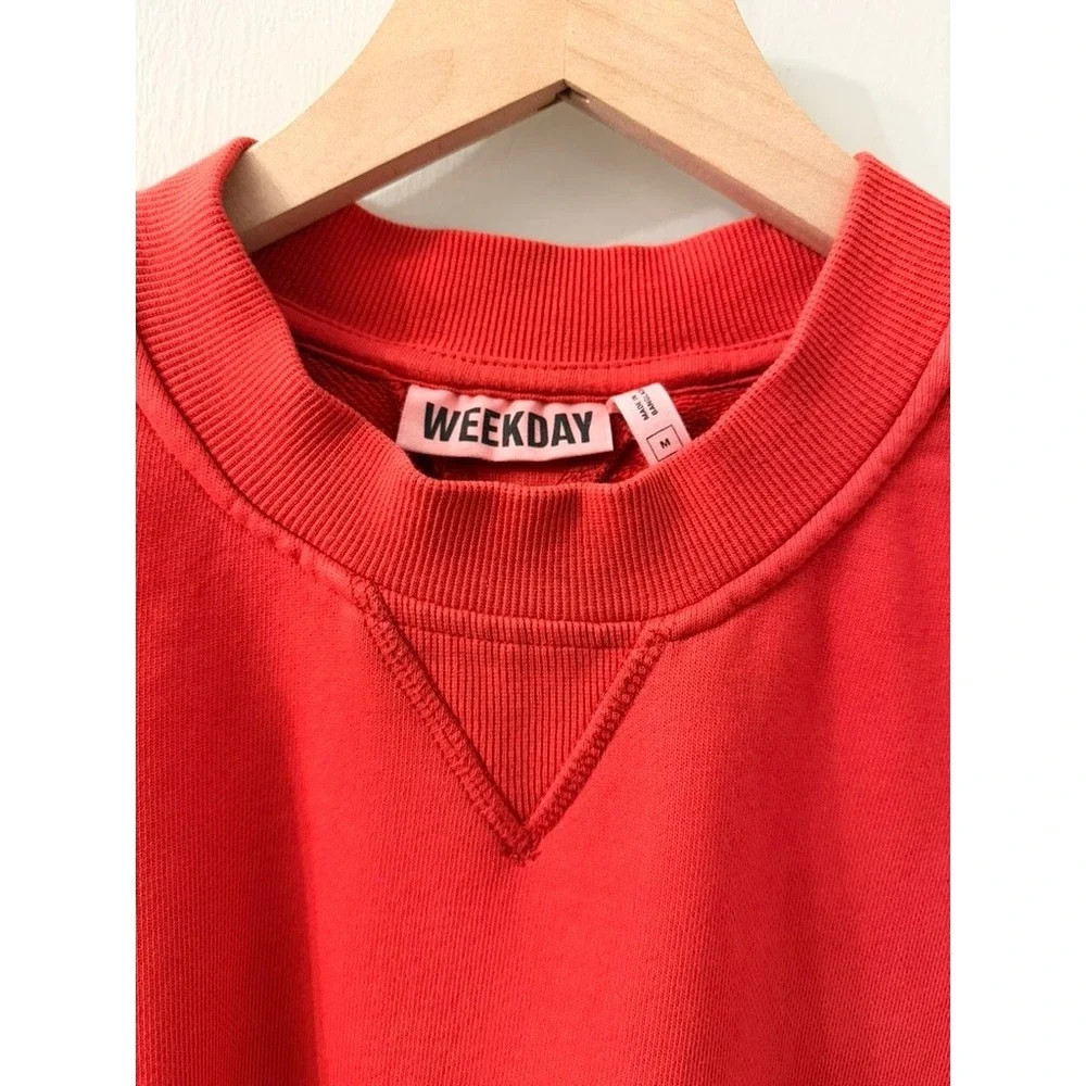 Weekday Sleeveless Sweatshirt Mens Medium Red Crew Neck Vest Streetwear